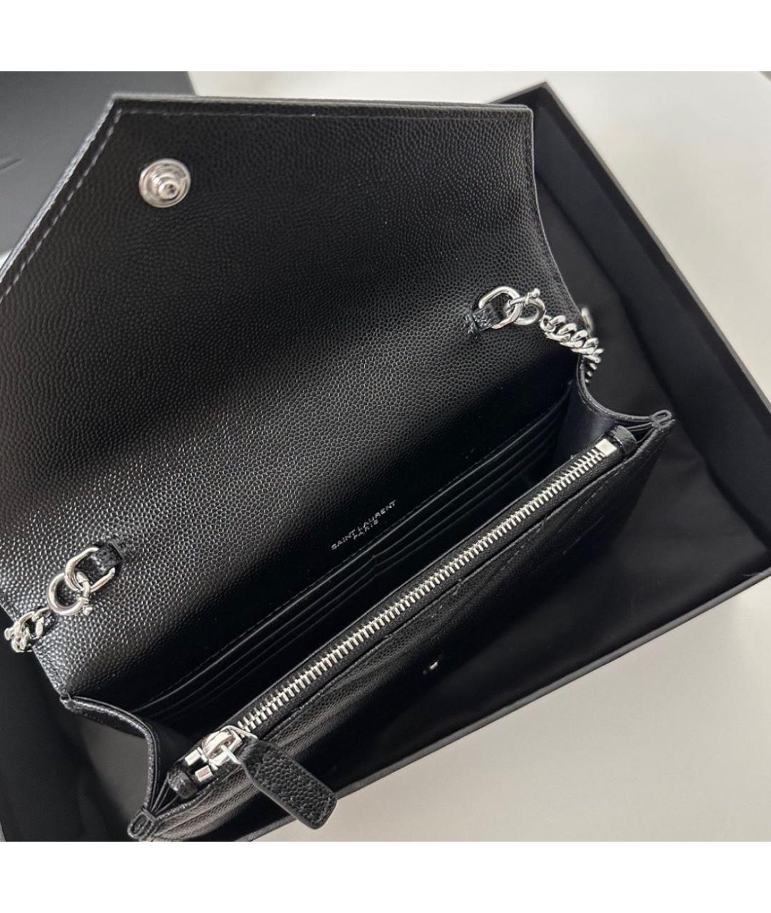 SAINT LAURENT Черная кожаная сумка через плечо, фото 4