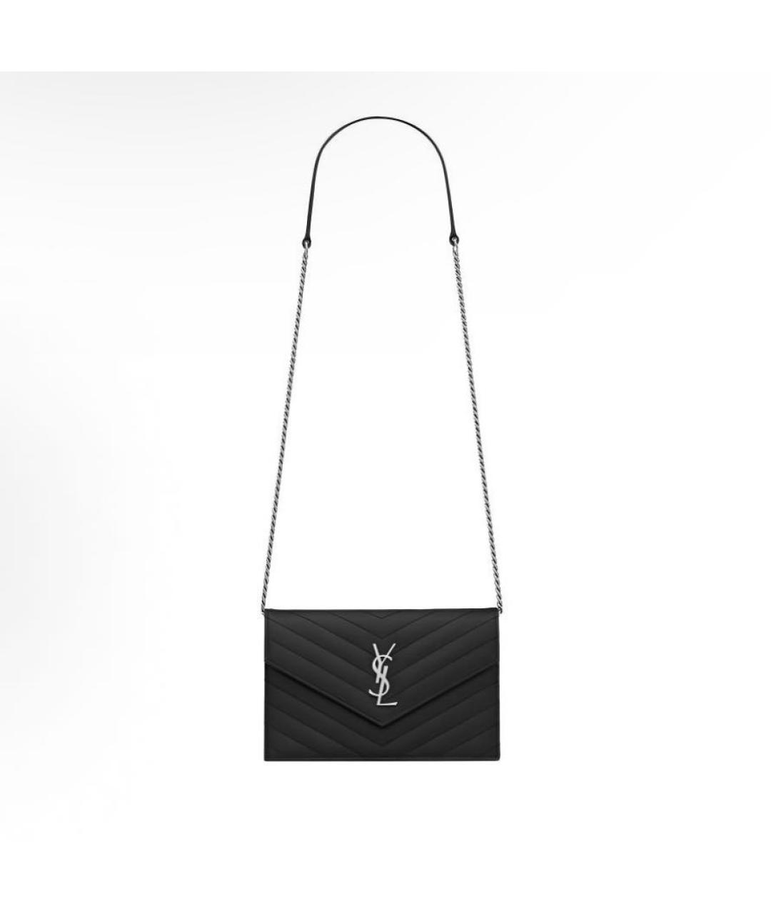 SAINT LAURENT Черная кожаная сумка через плечо, фото 5