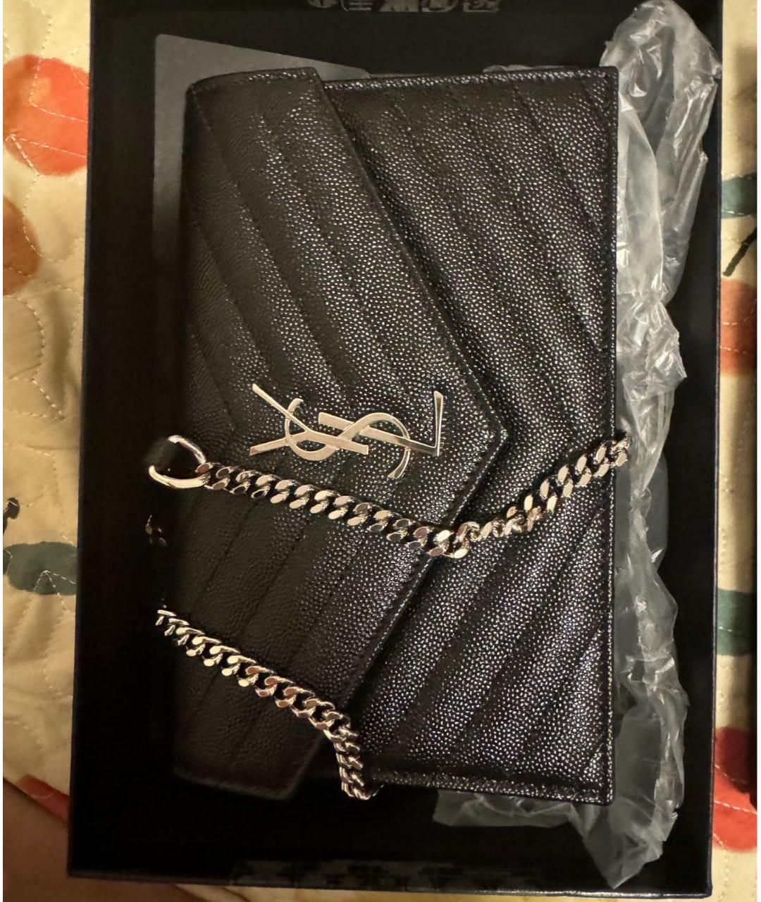 SAINT LAURENT Черная кожаная сумка через плечо, фото 4