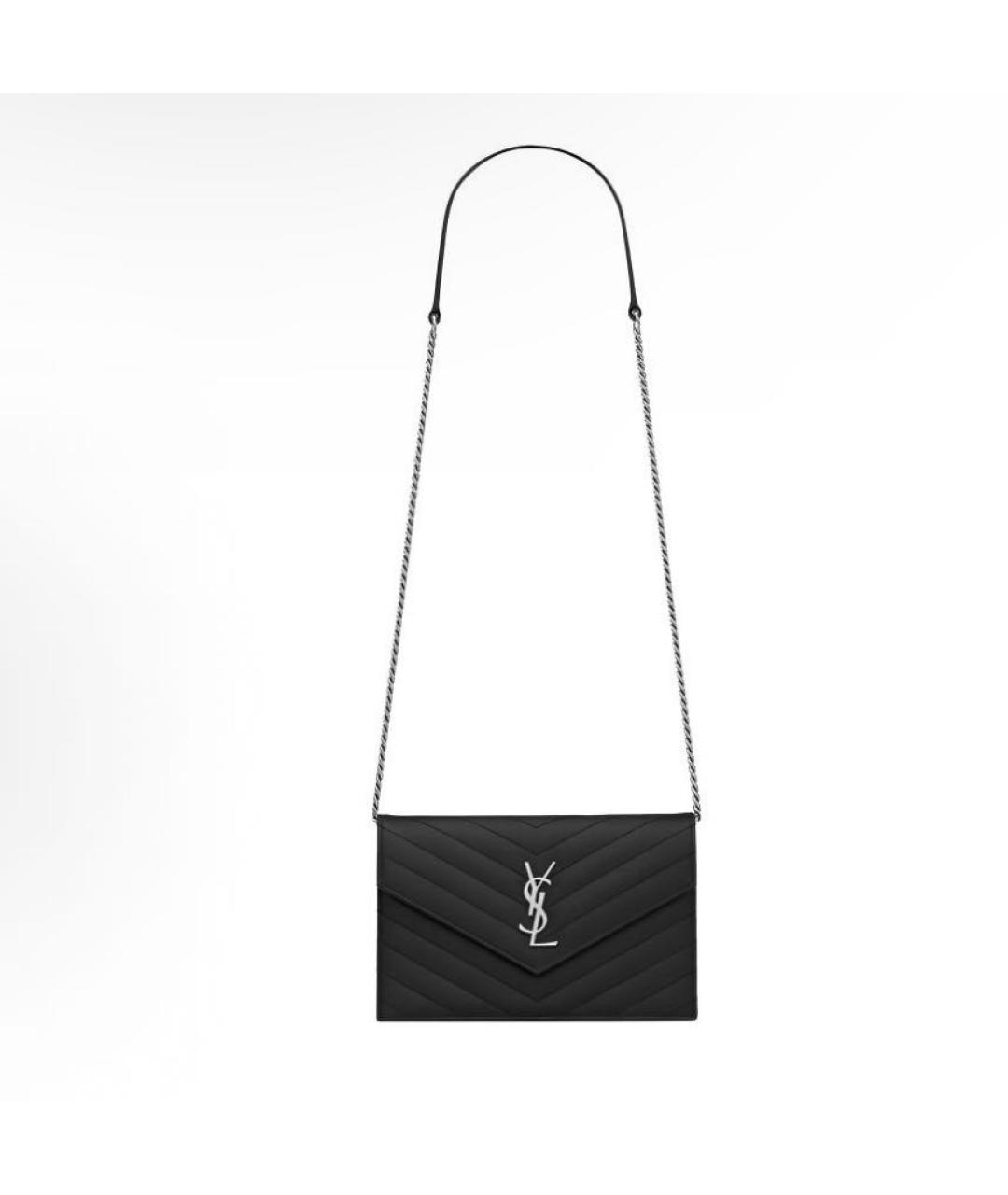 SAINT LAURENT Черная кожаная сумка через плечо, фото 5