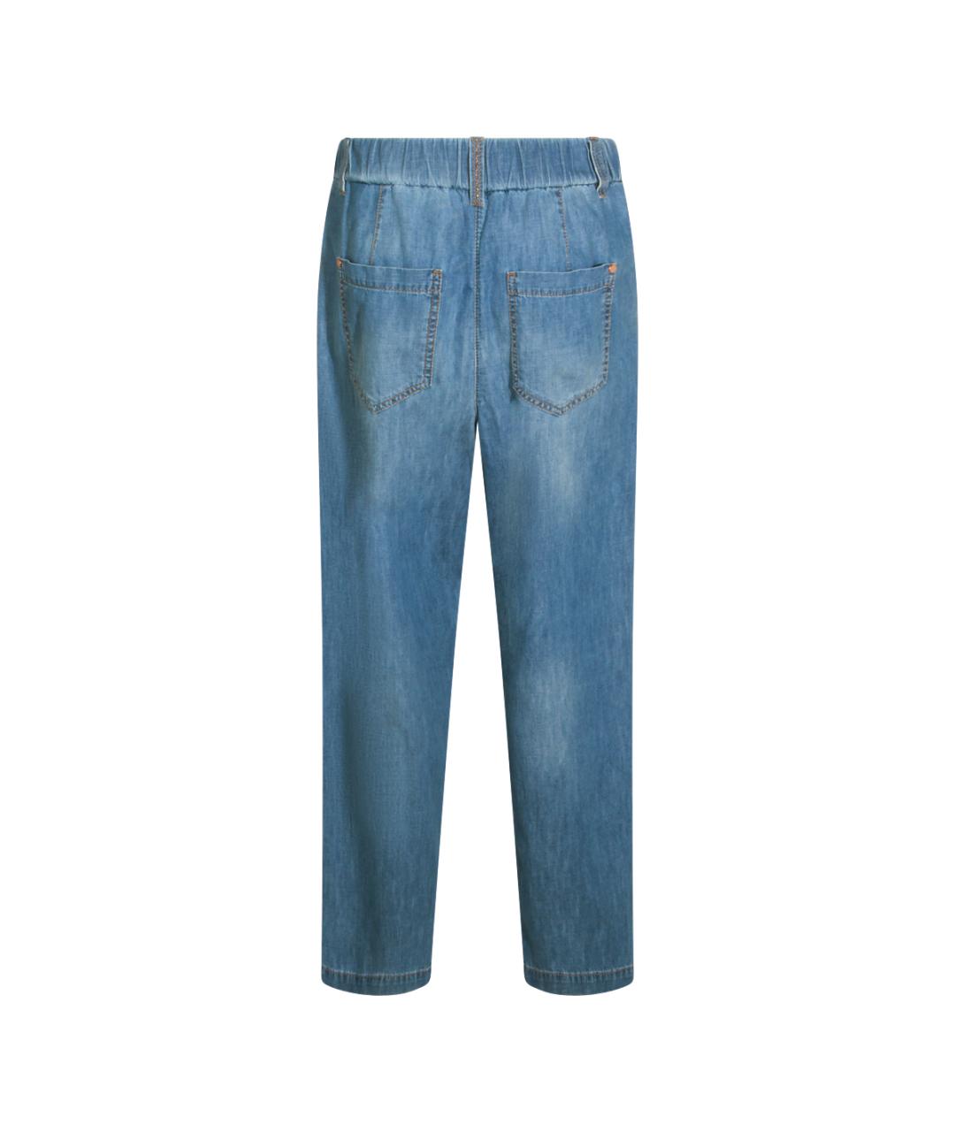 BRUNELLO CUCINELLI Голубые хлопковые прямые джинсы, фото 2