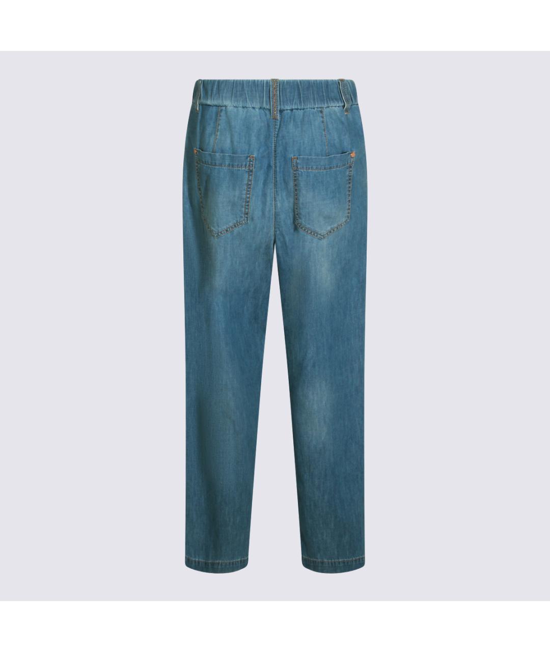 BRUNELLO CUCINELLI Голубые хлопковые прямые джинсы, фото 3