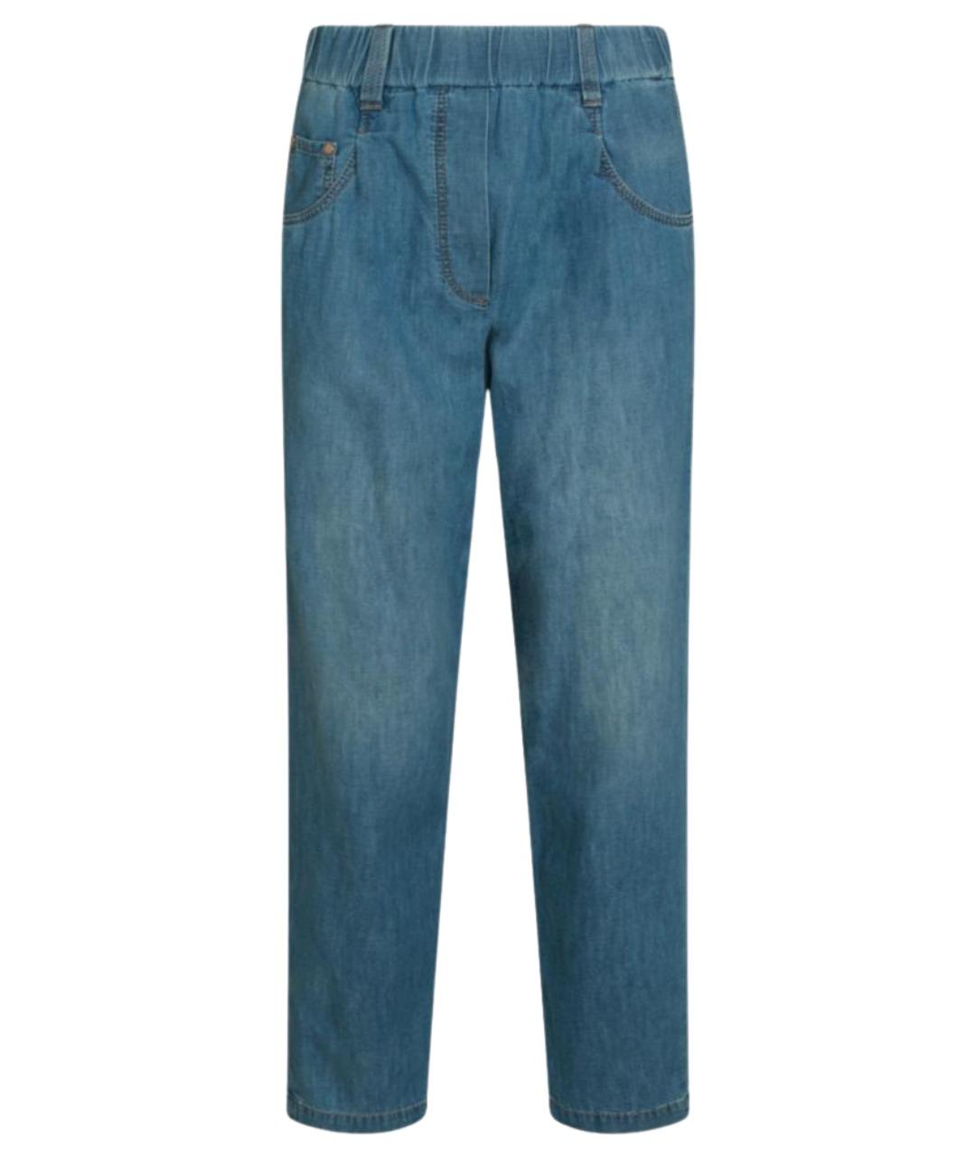 BRUNELLO CUCINELLI Голубые хлопковые прямые джинсы, фото 1