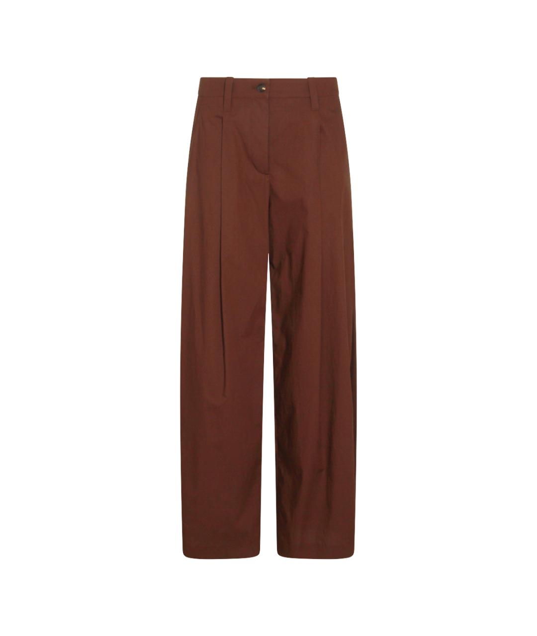 BRUNELLO CUCINELLI Коричневые хлопковые прямые брюки, фото 1