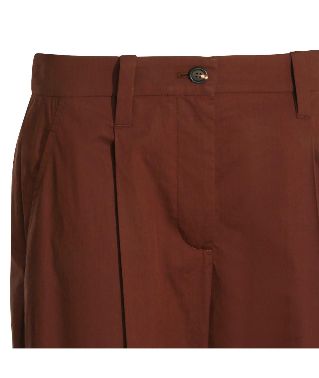 BRUNELLO CUCINELLI Коричневые хлопковые прямые брюки, фото 3