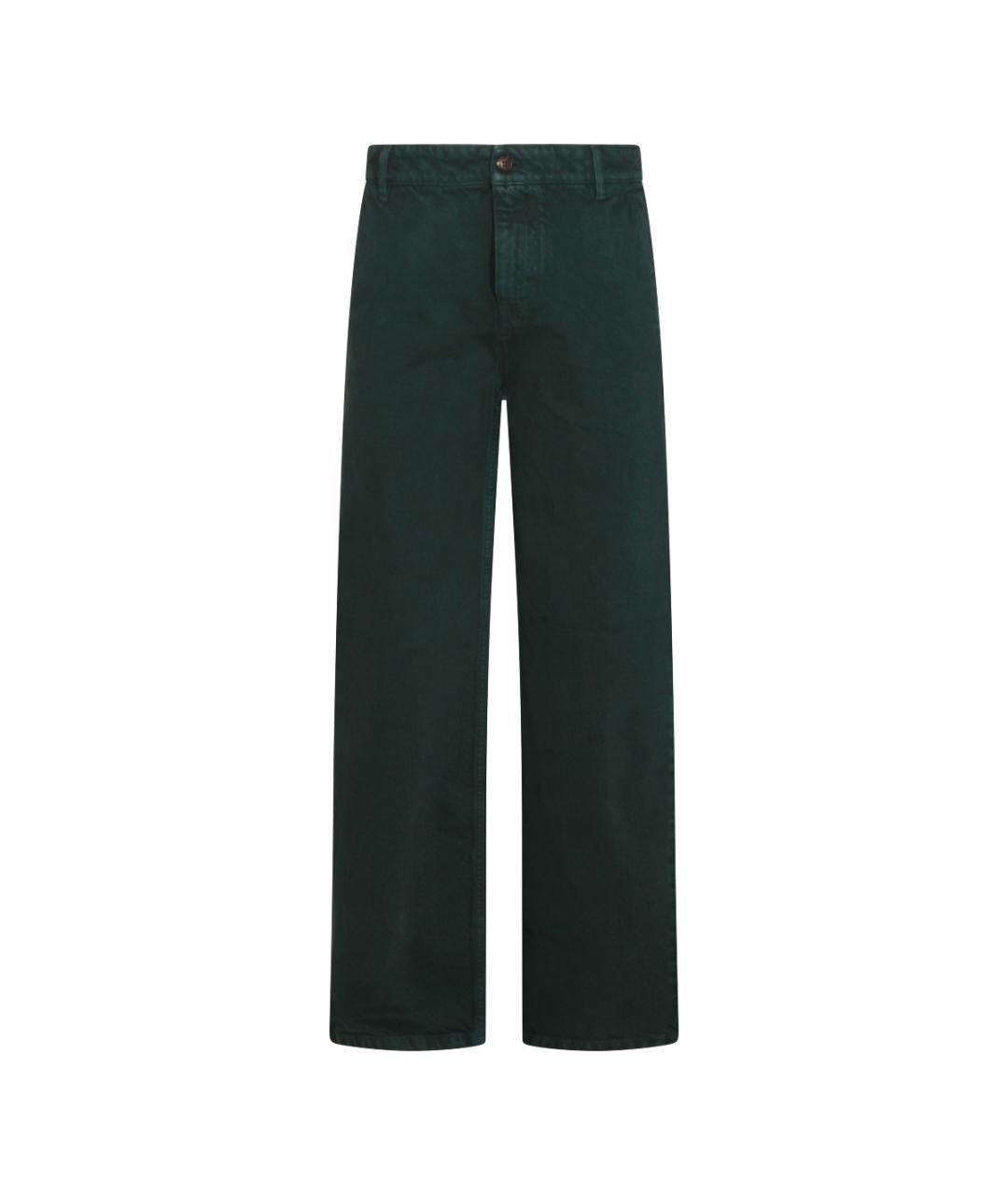 MIU MIU Зеленые хлопковые прямые джинсы, фото 1
