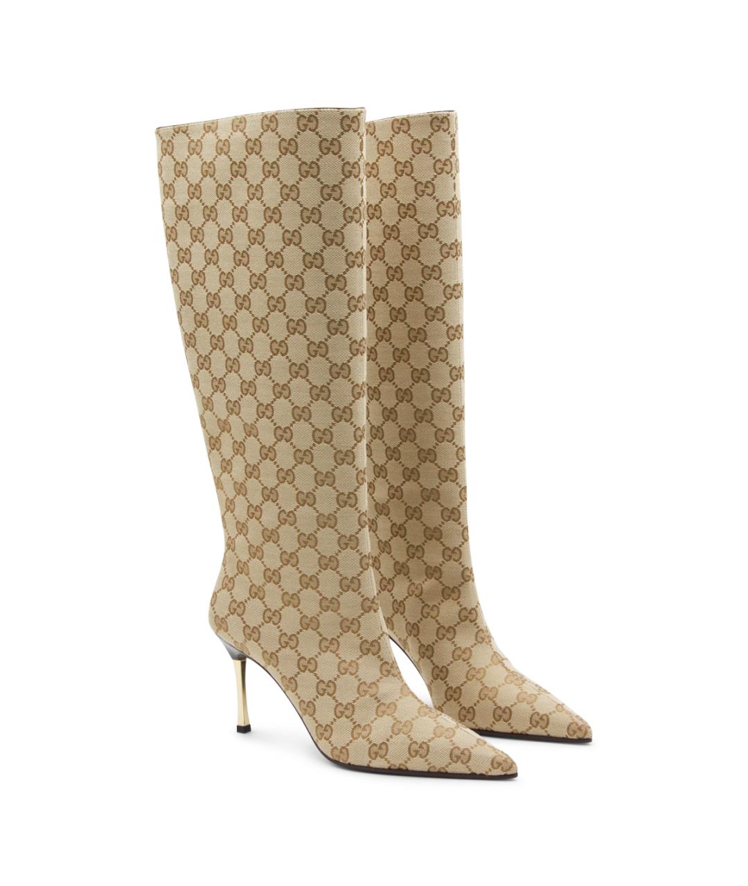 GUCCI Бежевые кожаные сапоги, фото 2