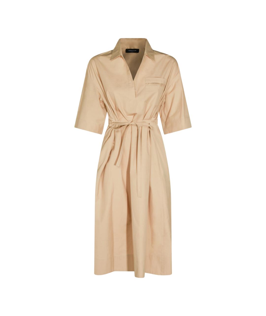 FABIANA FILIPPI Бежевое хлопковое повседневное платье, фото 1