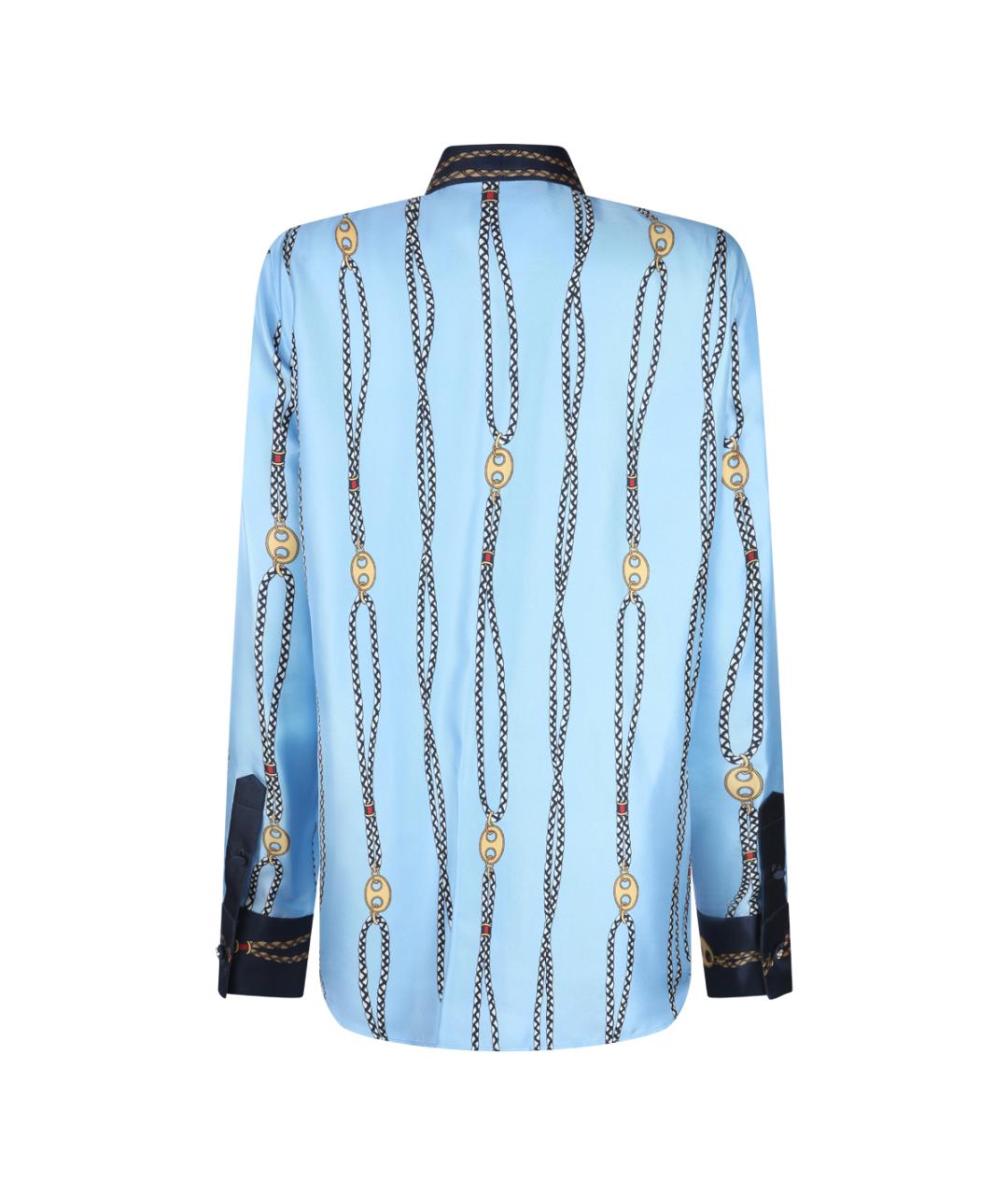 GUCCI Синяя шелковая рубашка, фото 2