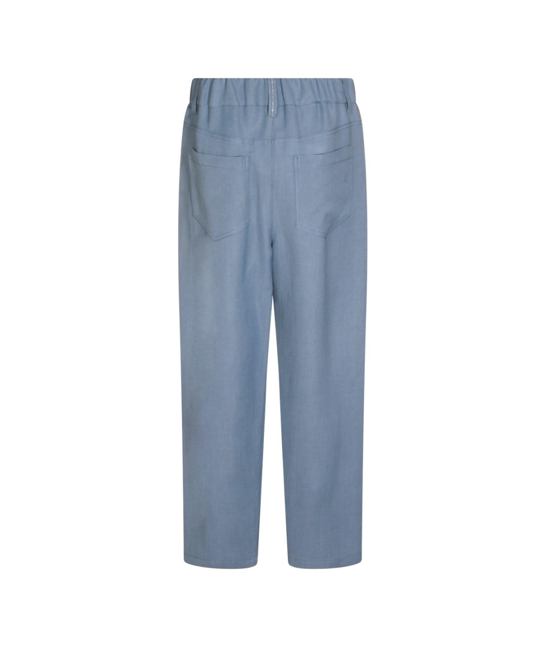 BRUNELLO CUCINELLI Синие вискозные прямые брюки, фото 2