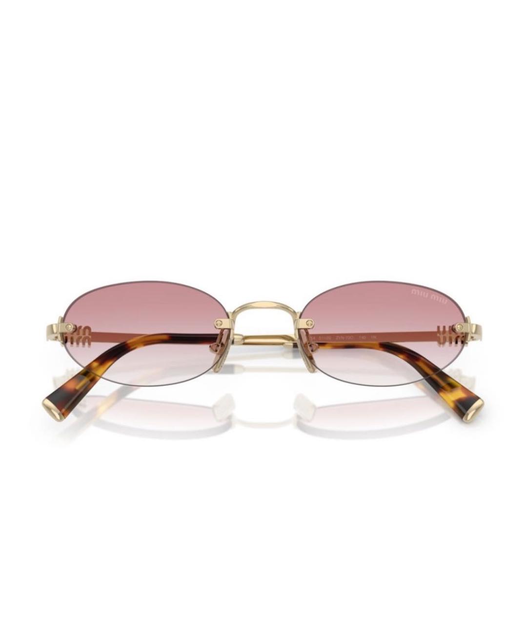 MIU MIU Золотые металлические солнцезащитные очки, фото 4