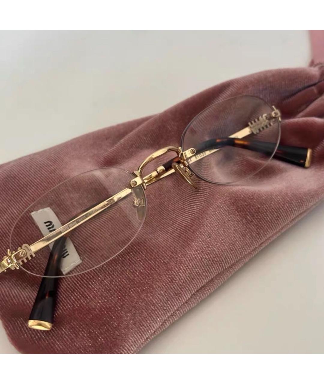 MIU MIU Золотые металлические солнцезащитные очки, фото 6