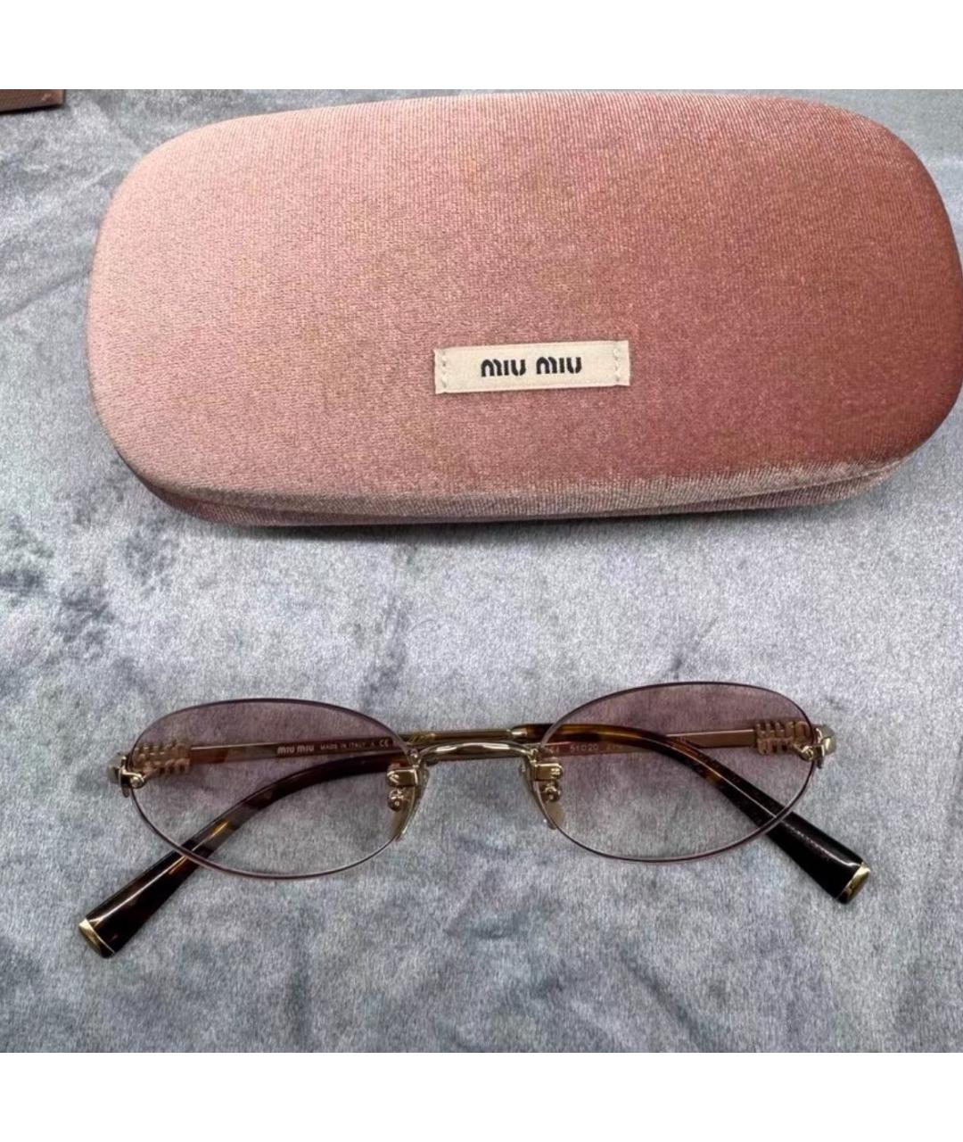 MIU MIU Золотые металлические солнцезащитные очки, фото 5