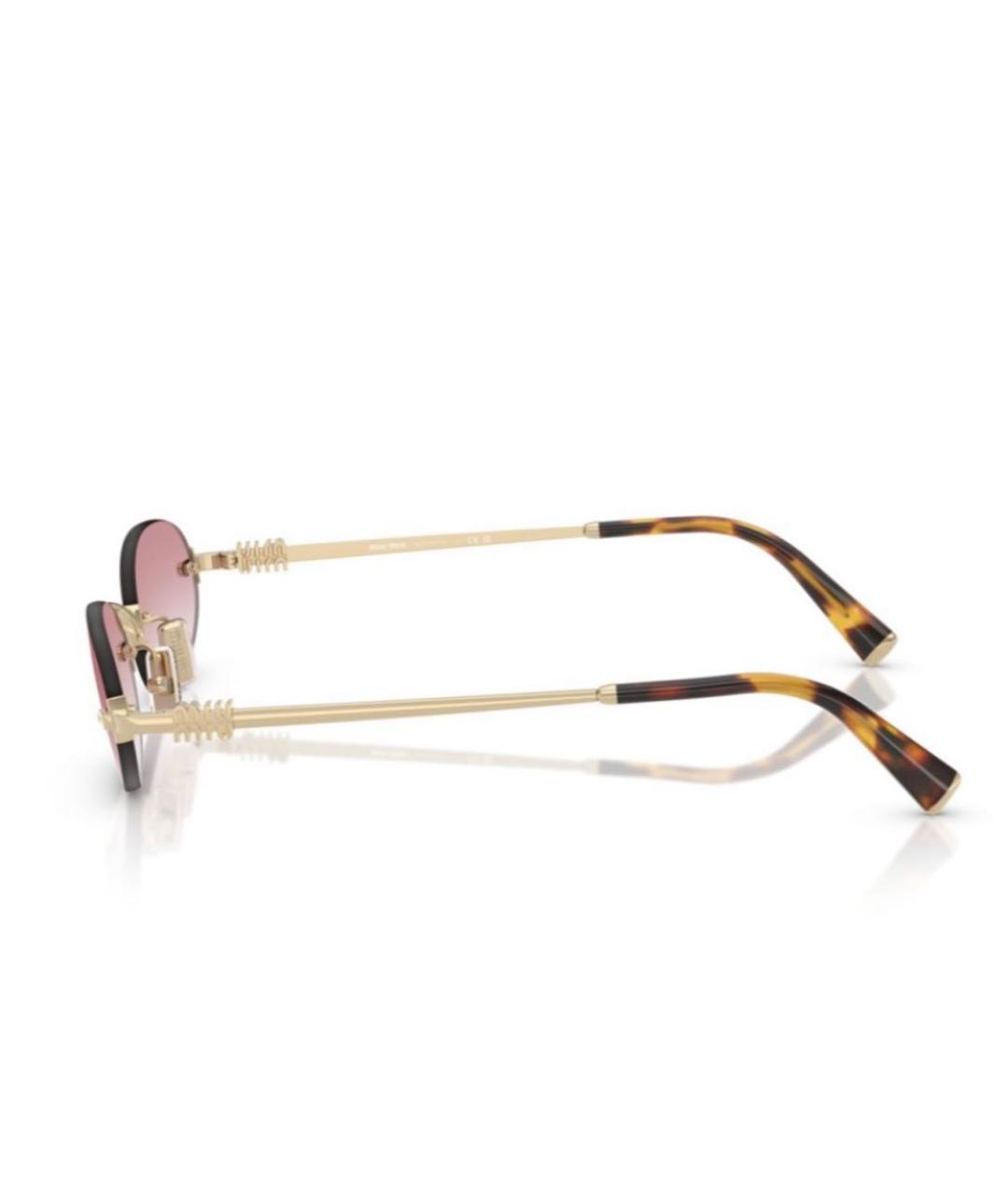 MIU MIU Золотые металлические солнцезащитные очки, фото 2