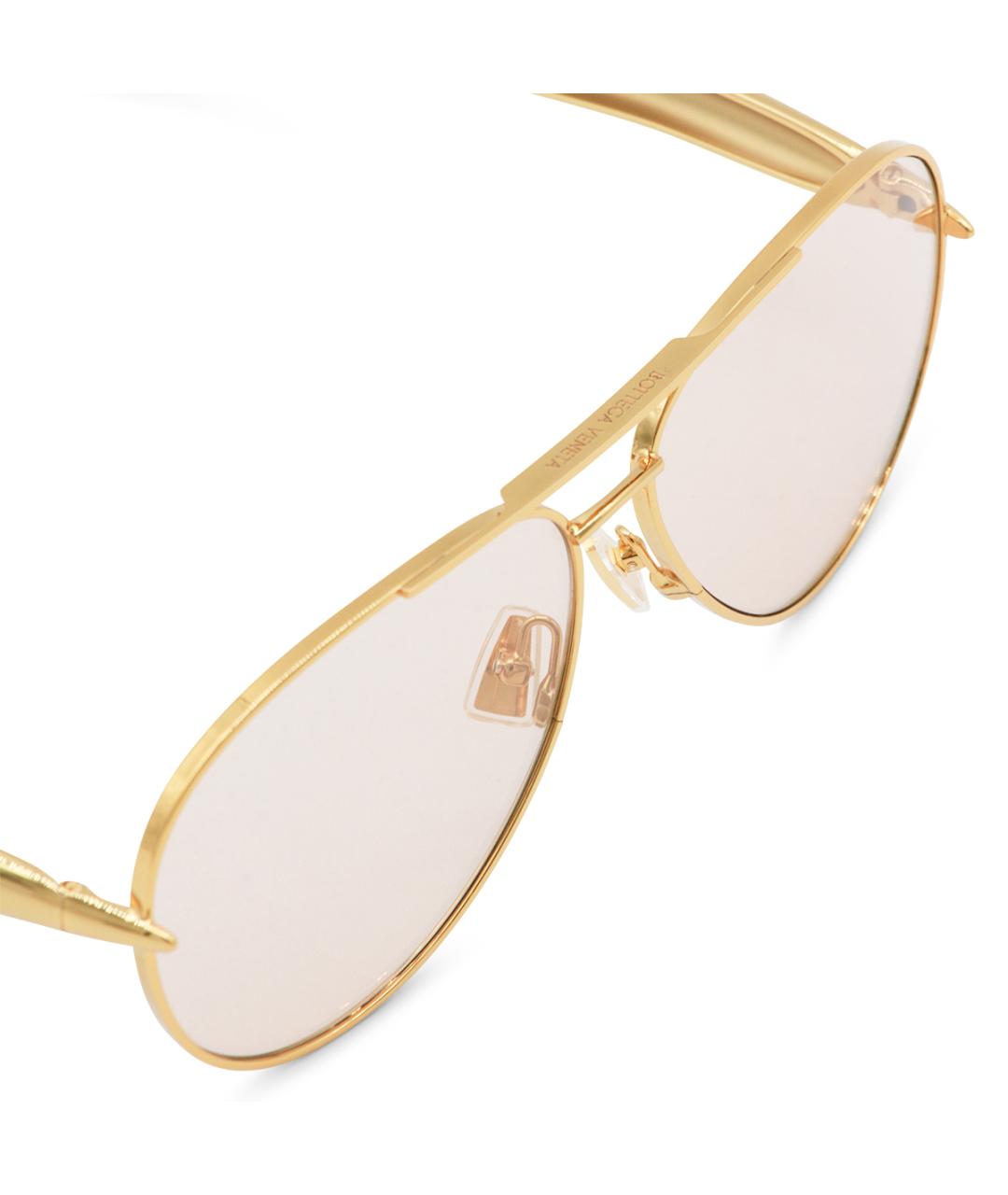 BOTTEGA VENETA Золотые металлические солнцезащитные очки, фото 3