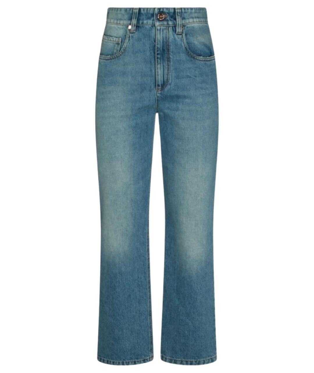 BRUNELLO CUCINELLI Синие хлопковые прямые джинсы, фото 1