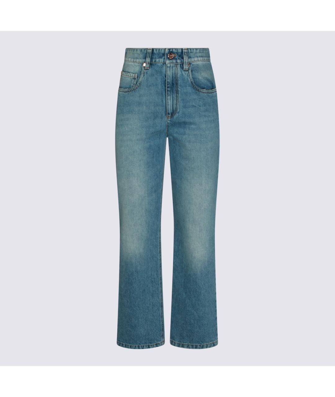 BRUNELLO CUCINELLI Синие хлопковые прямые джинсы, фото 9