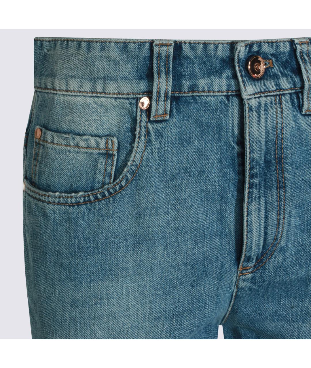 BRUNELLO CUCINELLI Синие хлопковые прямые джинсы, фото 5