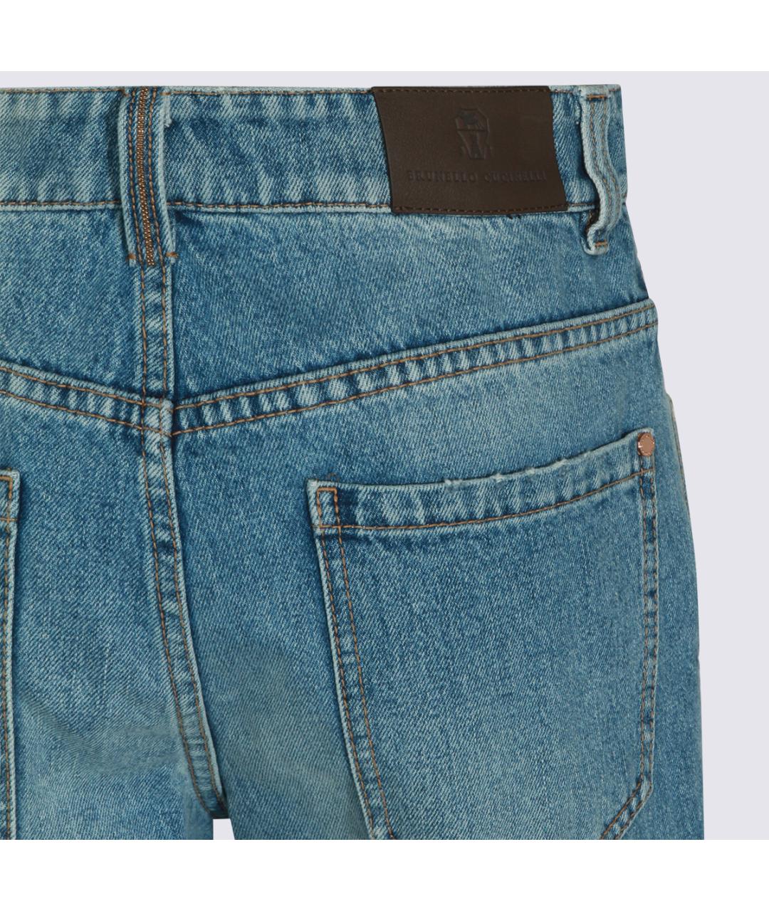 BRUNELLO CUCINELLI Синие хлопковые прямые джинсы, фото 7