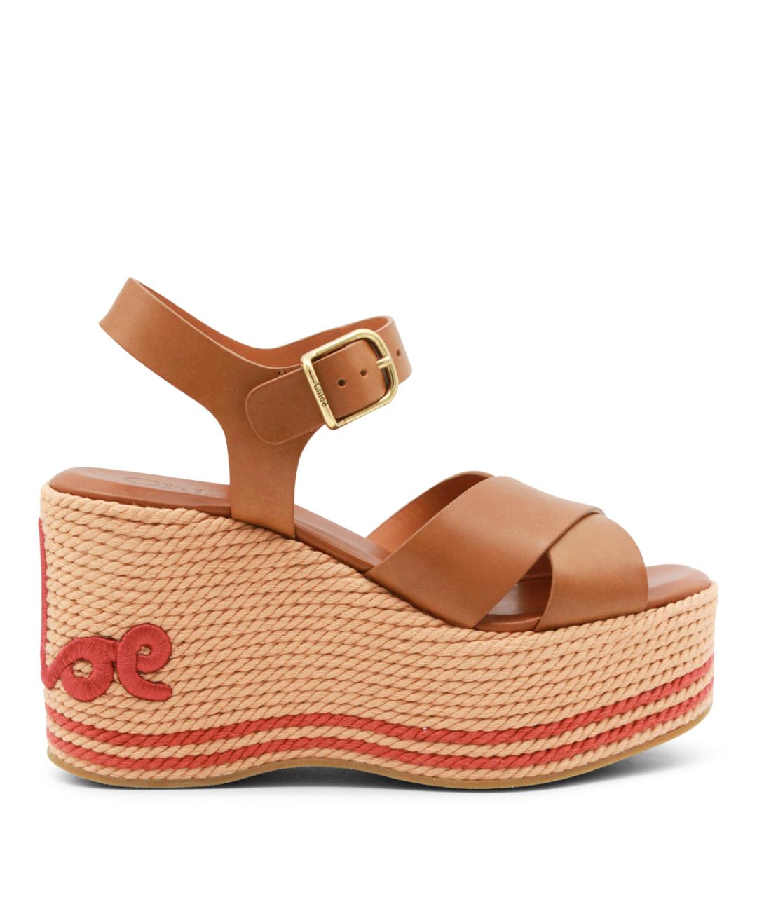 CHLOE Коричневые кожаные босоножки, фото 1