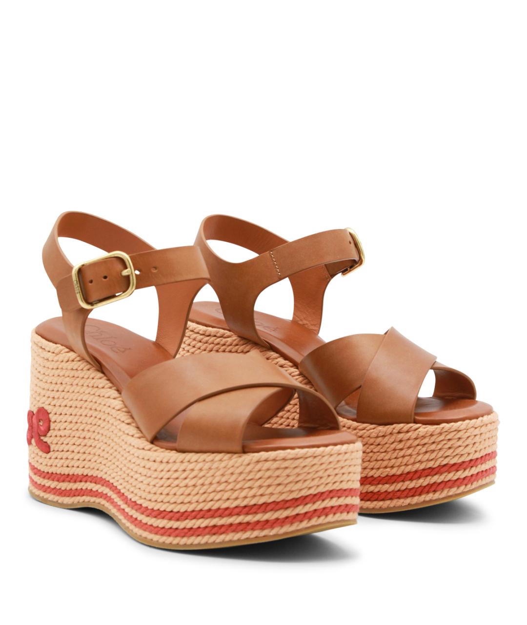 CHLOE Коричневые кожаные босоножки, фото 2