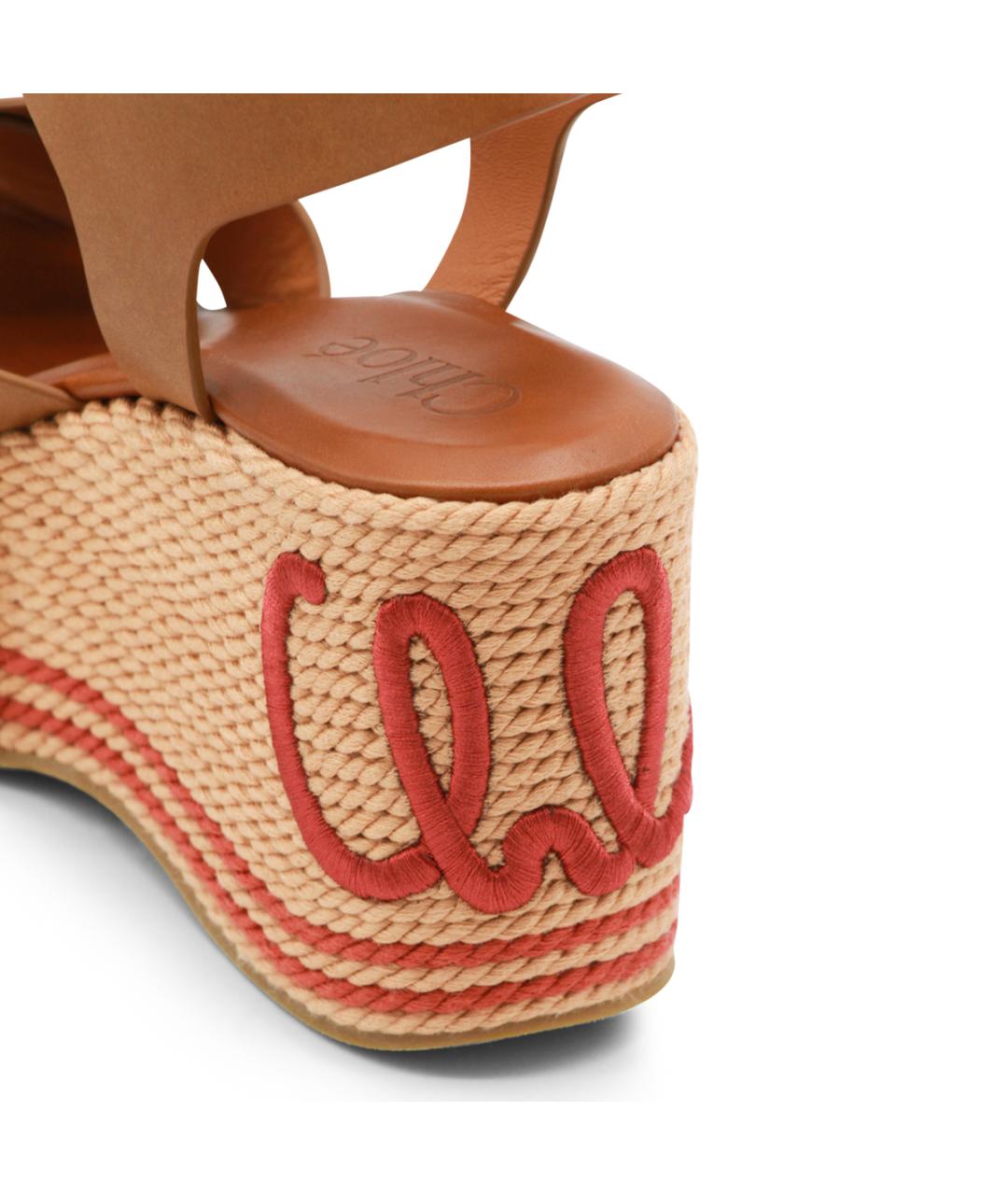 CHLOE Коричневые кожаные босоножки, фото 4