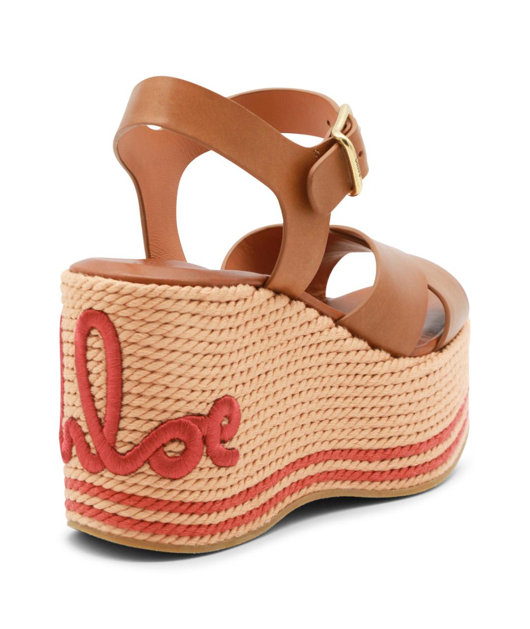 CHLOE Коричневые кожаные босоножки, фото 3