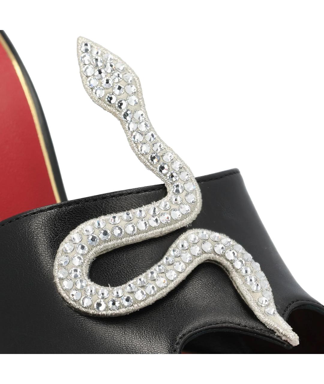 VALENTINO Черные кожаные босоножки, фото 4