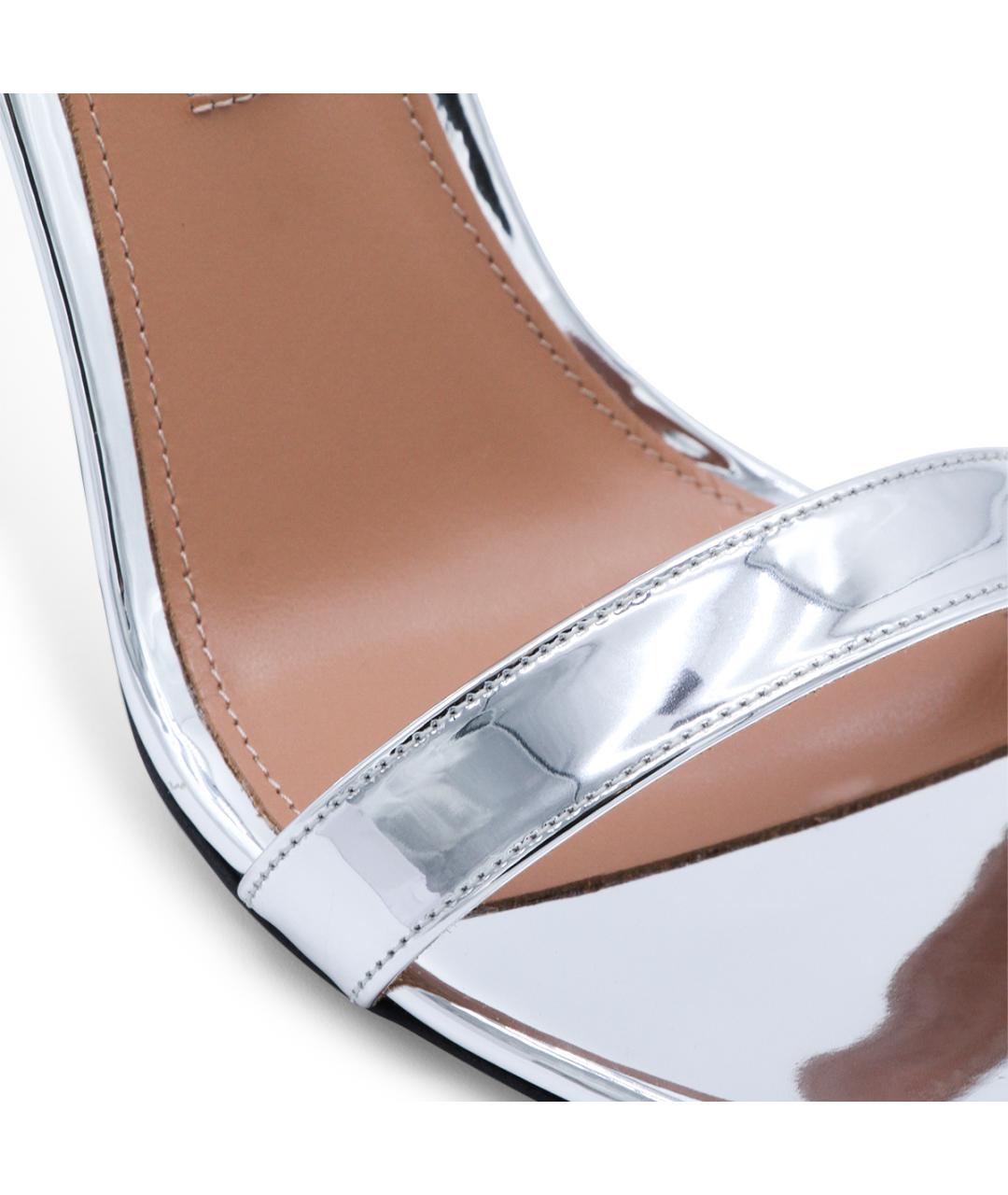 AQUAZZURA Серебряные кожаные босоножки, фото 4