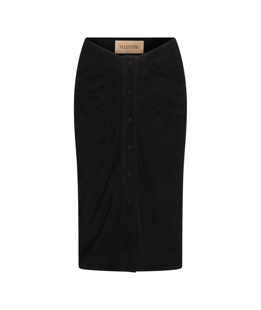 VALENTINO Черная шелковая юбка миди, фото 1
