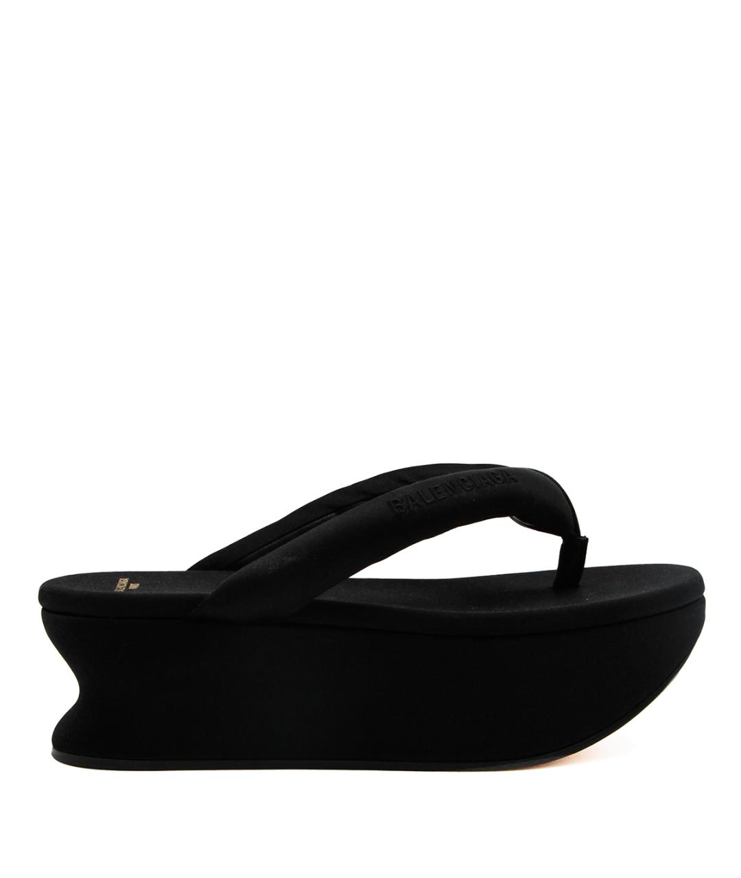 BALENCIAGA Черные текстильные шлепанцы, фото 1