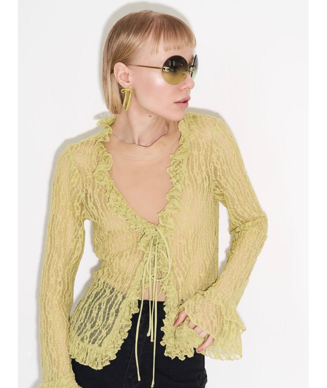 CHANEL Зеленые металлические солнцезащитные очки, фото 7