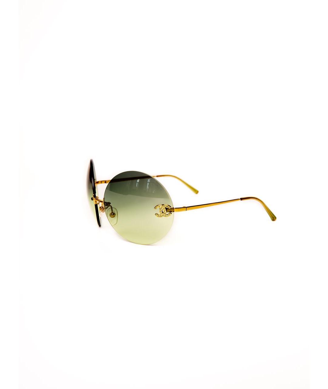 CHANEL Зеленые металлические солнцезащитные очки, фото 3