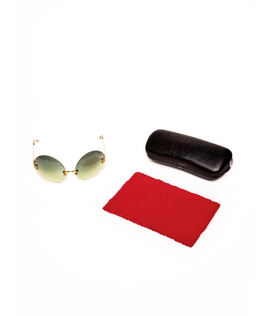 CHANEL Зеленые металлические солнцезащитные очки, фото 4