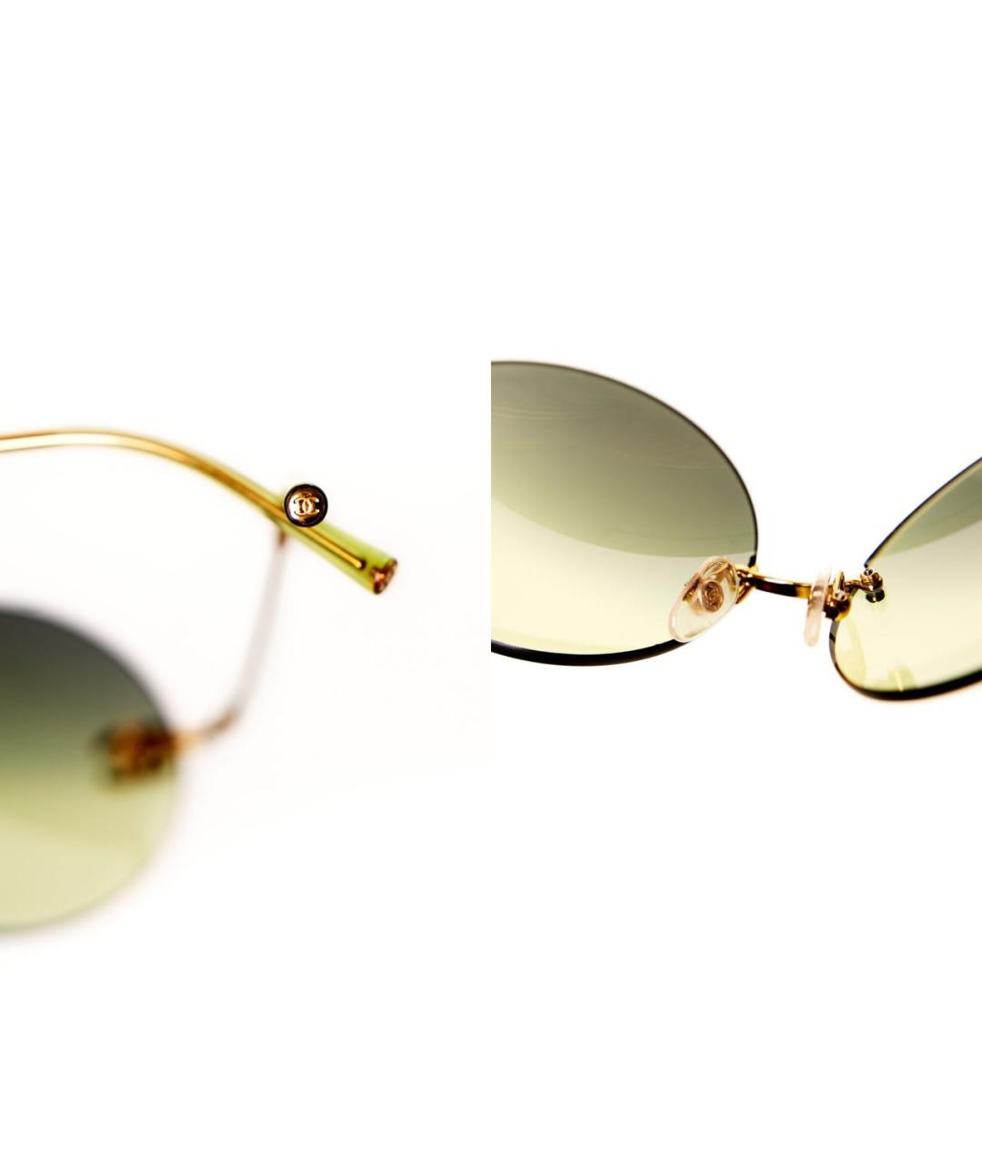 CHANEL Зеленые металлические солнцезащитные очки, фото 6