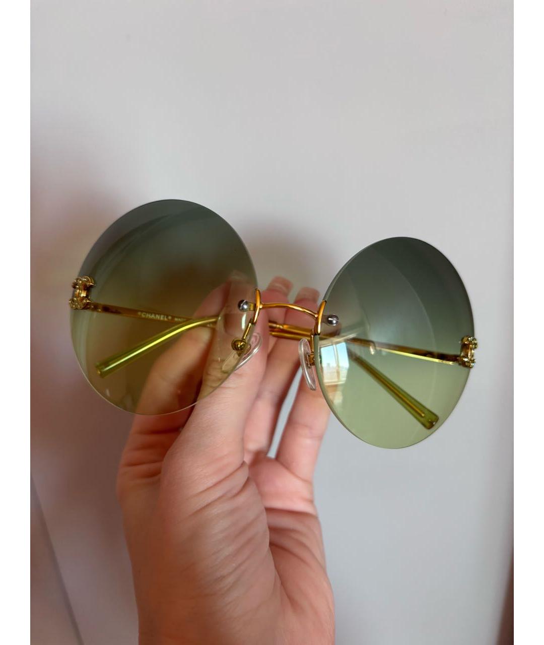 CHANEL Зеленые металлические солнцезащитные очки, фото 8