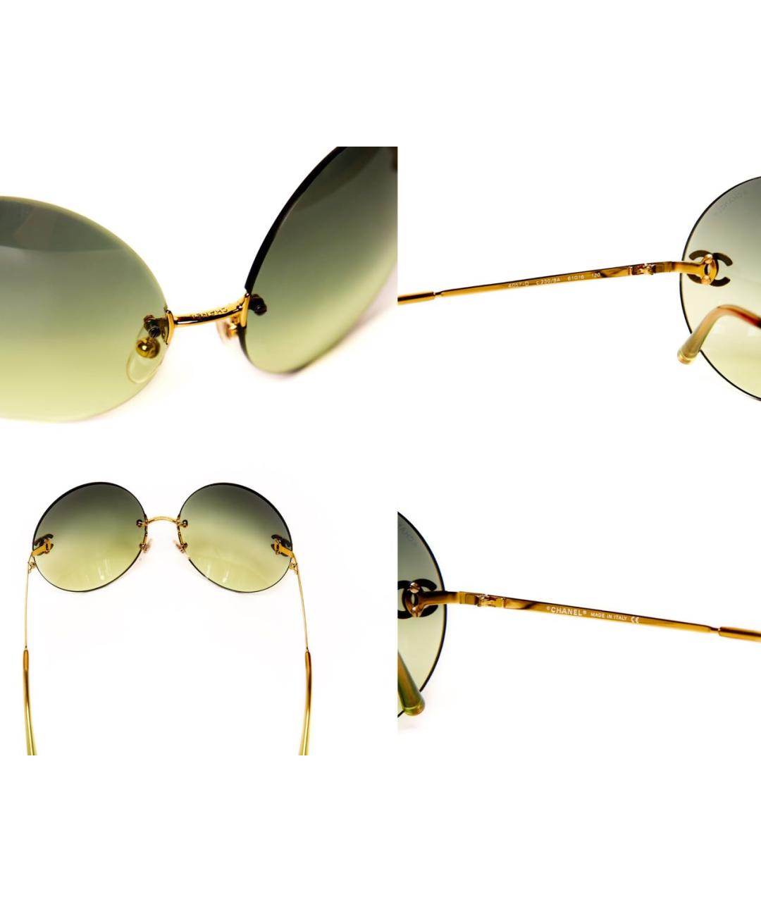 CHANEL Зеленые металлические солнцезащитные очки, фото 5