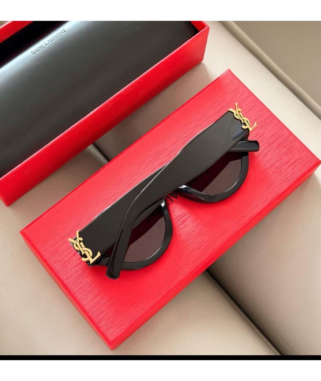 SAINT LAURENT Черные пластиковые солнцезащитные очки, фото 2