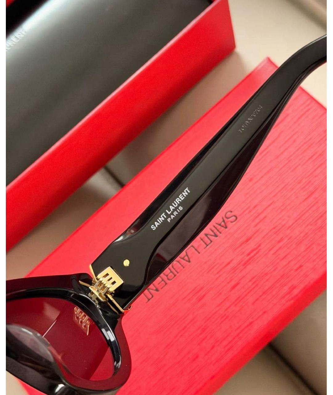 SAINT LAURENT Черные пластиковые солнцезащитные очки, фото 3