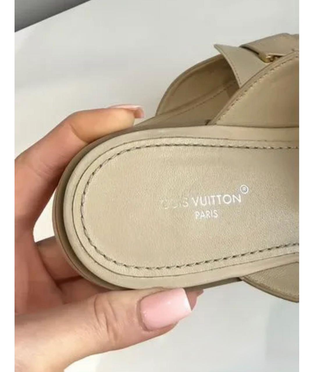 LOUIS VUITTON Бежевые нубуковые лоферы, фото 6