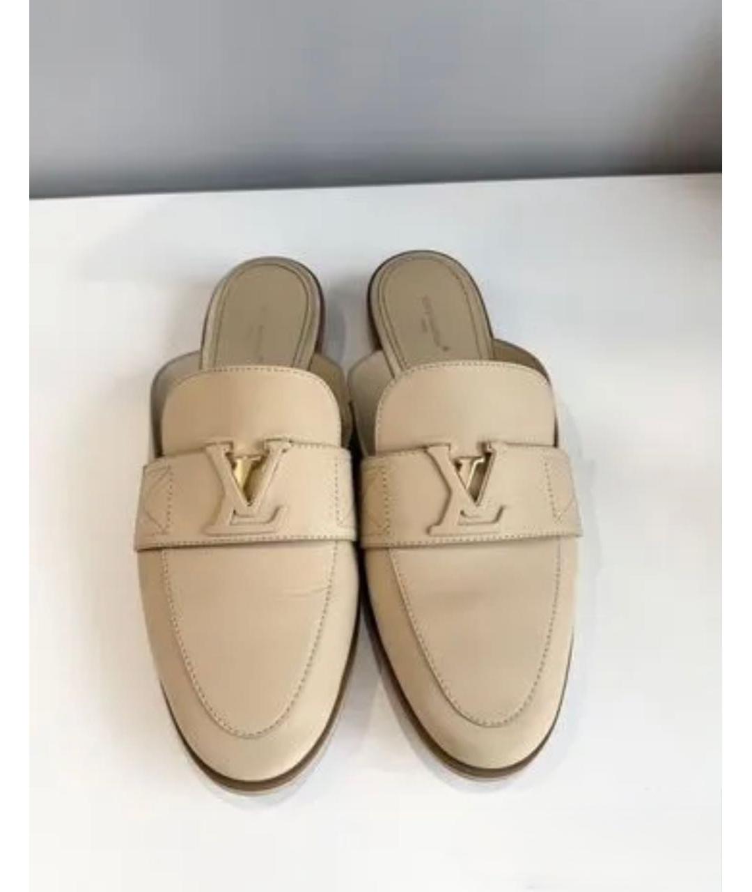 LOUIS VUITTON Бежевые нубуковые лоферы, фото 3