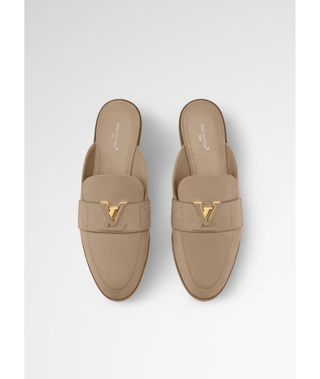 LOUIS VUITTON Бежевые нубуковые лоферы, фото 2