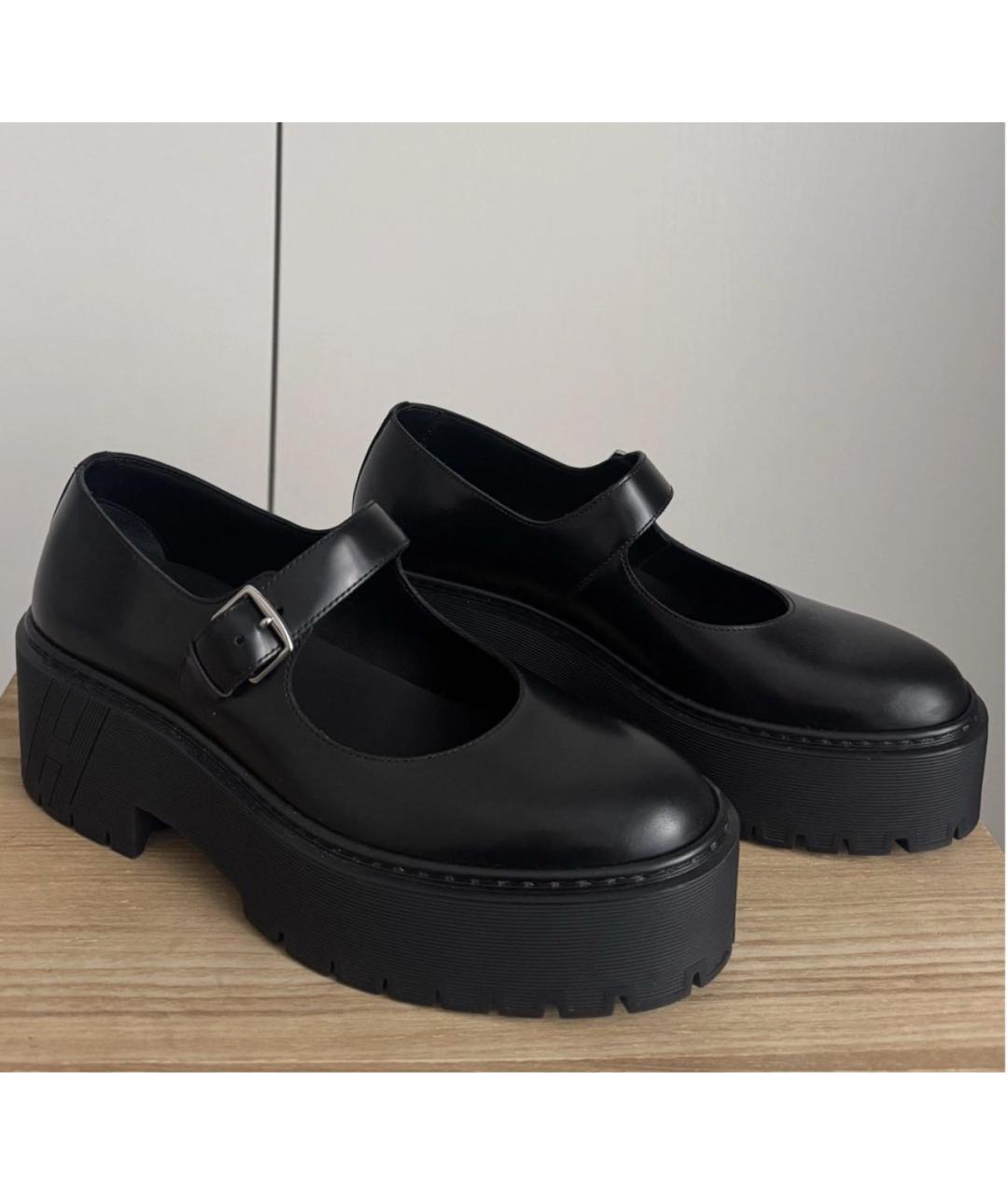 HERMES Черные кожаные туфли, фото 3