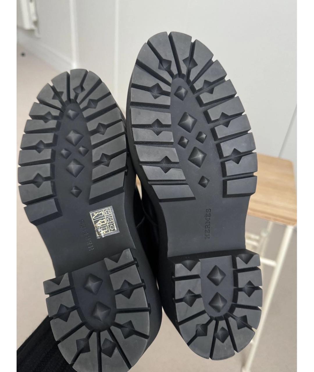 HERMES Черные кожаные туфли, фото 6