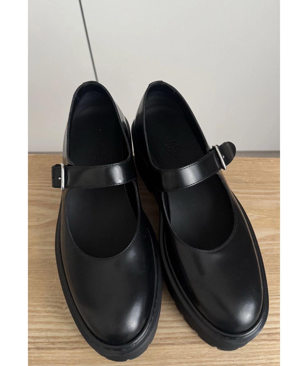 HERMES Черные кожаные туфли, фото 2