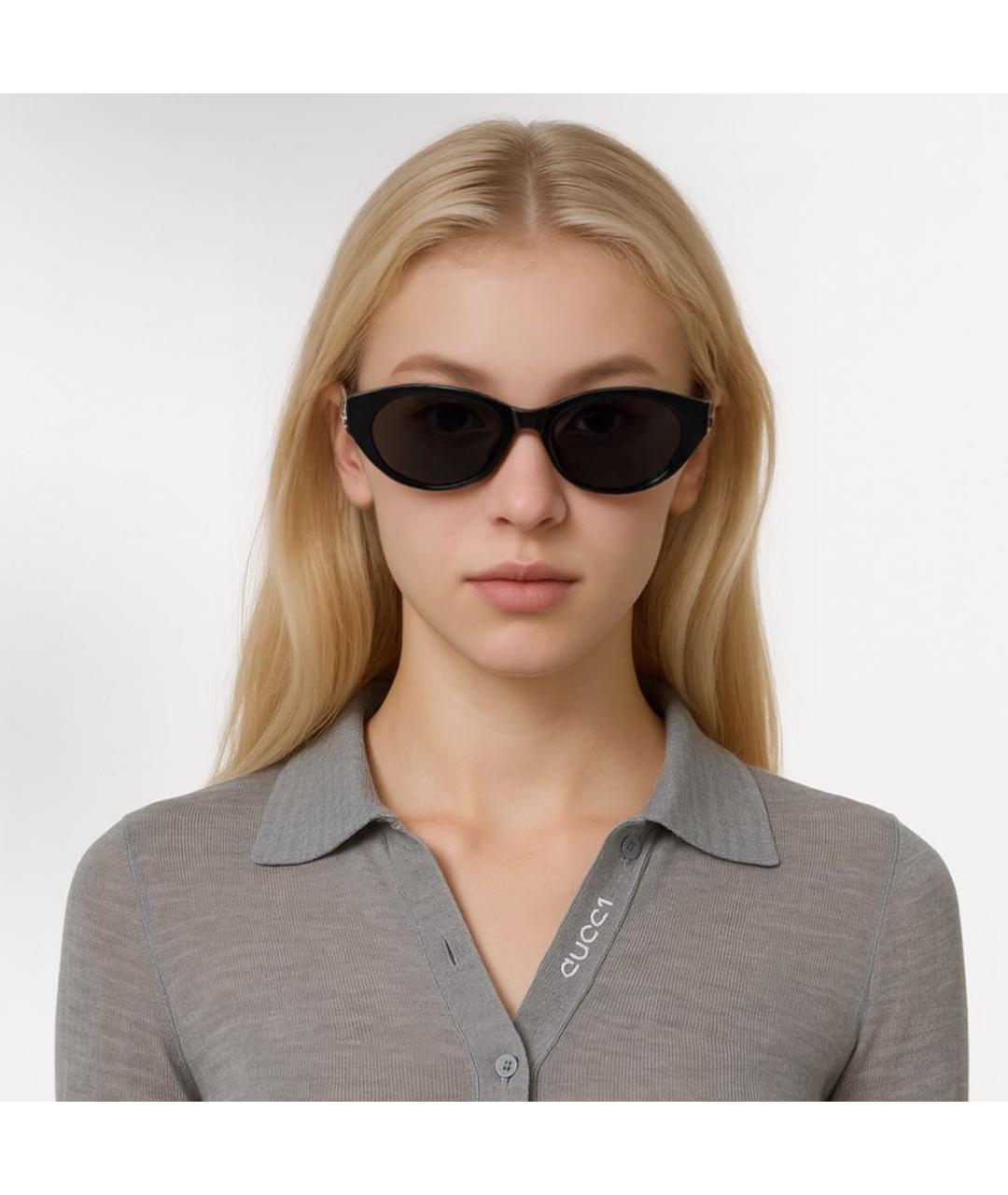 SAINT LAURENT Черные пластиковые солнцезащитные очки, фото 2