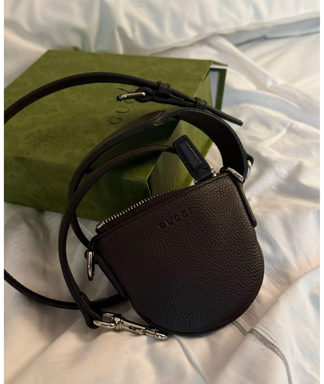 GUCCI Коричневая кожаная сумка через плечо, фото 3