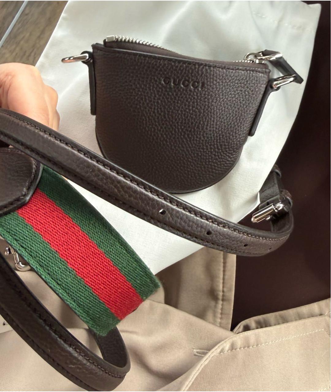 GUCCI Коричневая кожаная сумка через плечо, фото 2