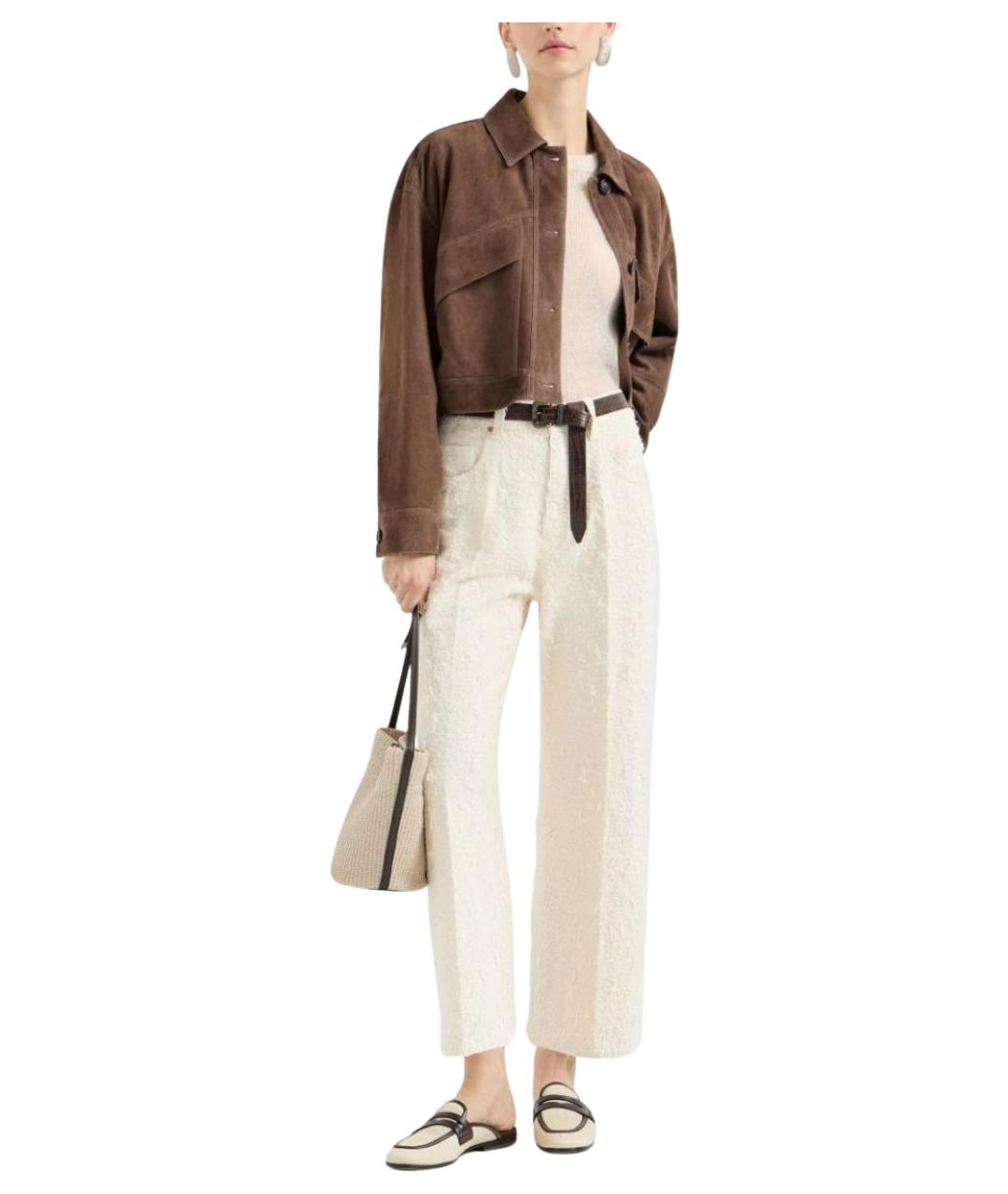 BRUNELLO CUCINELLI Коричневая кожаная куртка, фото 2