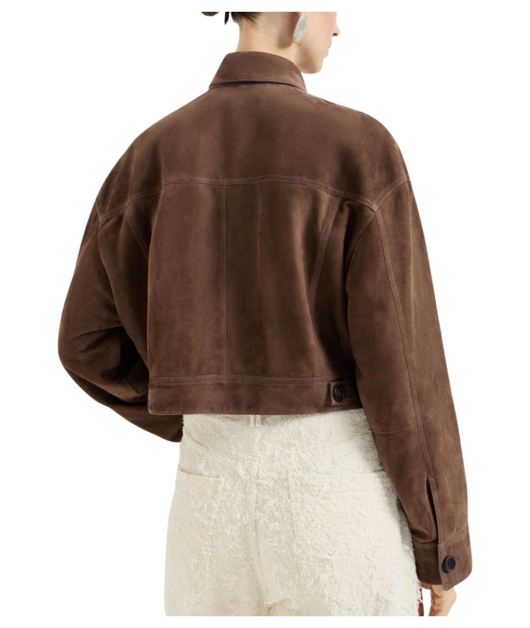 BRUNELLO CUCINELLI Коричневая кожаная куртка, фото 3